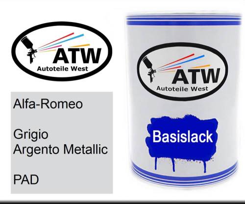 Alfa-Romeo, Grigio Argento Metallic, PAD: 500ml Lackdose, von ATW Autoteile West.